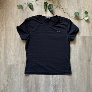 Vintage Nike Black Dri fit Striped Compression Cropped Top